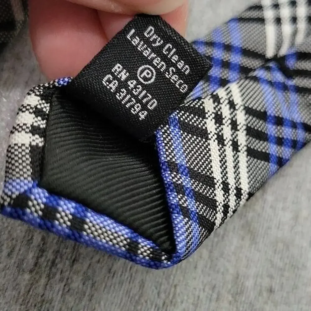 Ben Sherman Black, Blue & White Plaid 100% Silk Slim Necktie